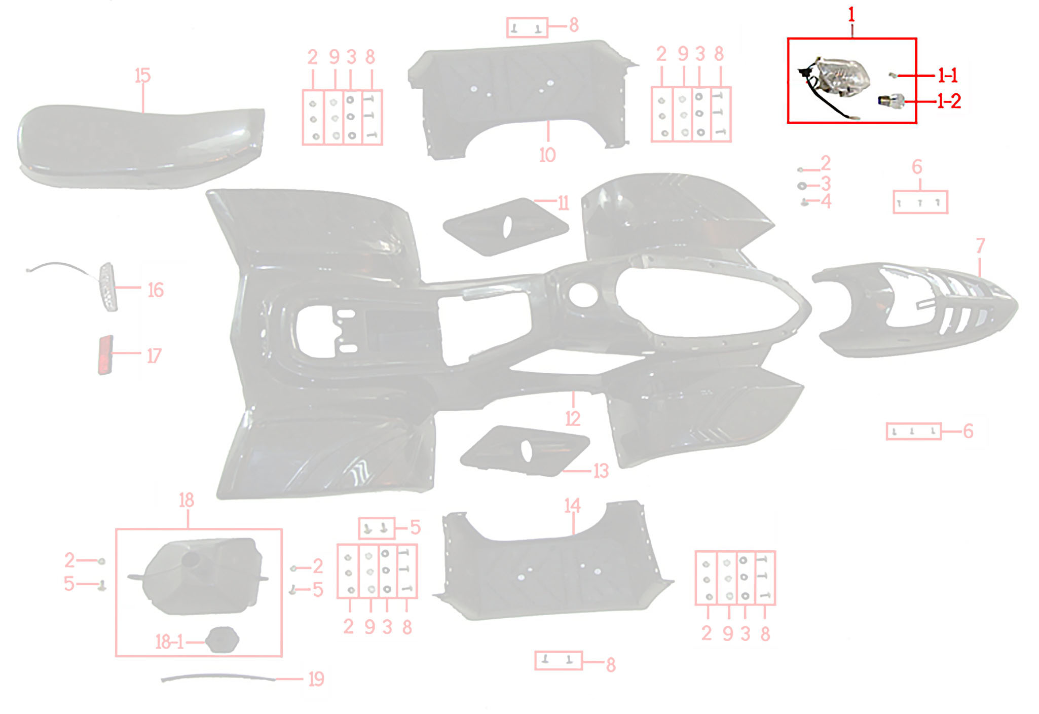 01-פלסטיקה - פנס קדמי – KIDOW 612