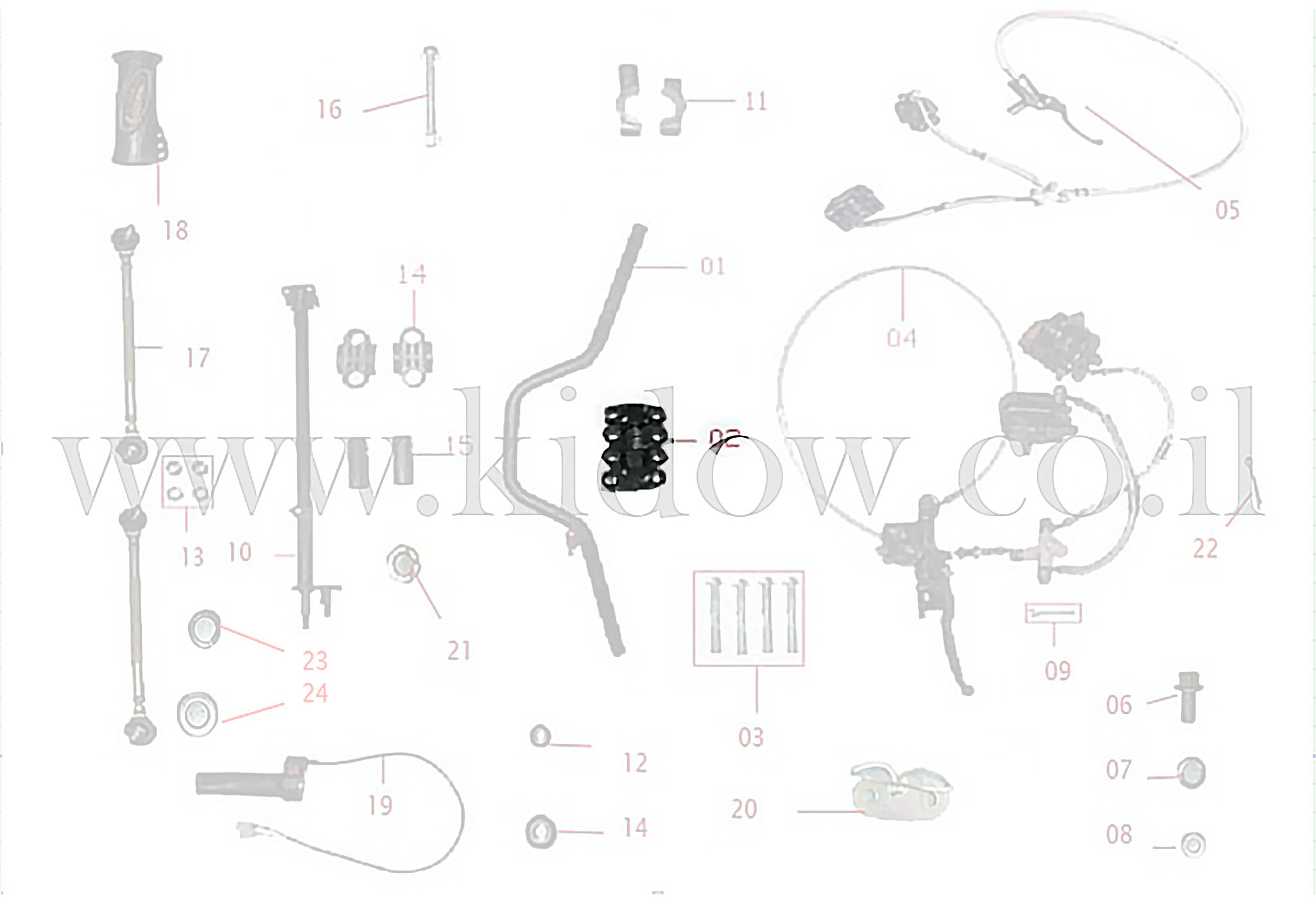 02-מכלול הכידון - תפס מוט היגוי – KIDOW 1500