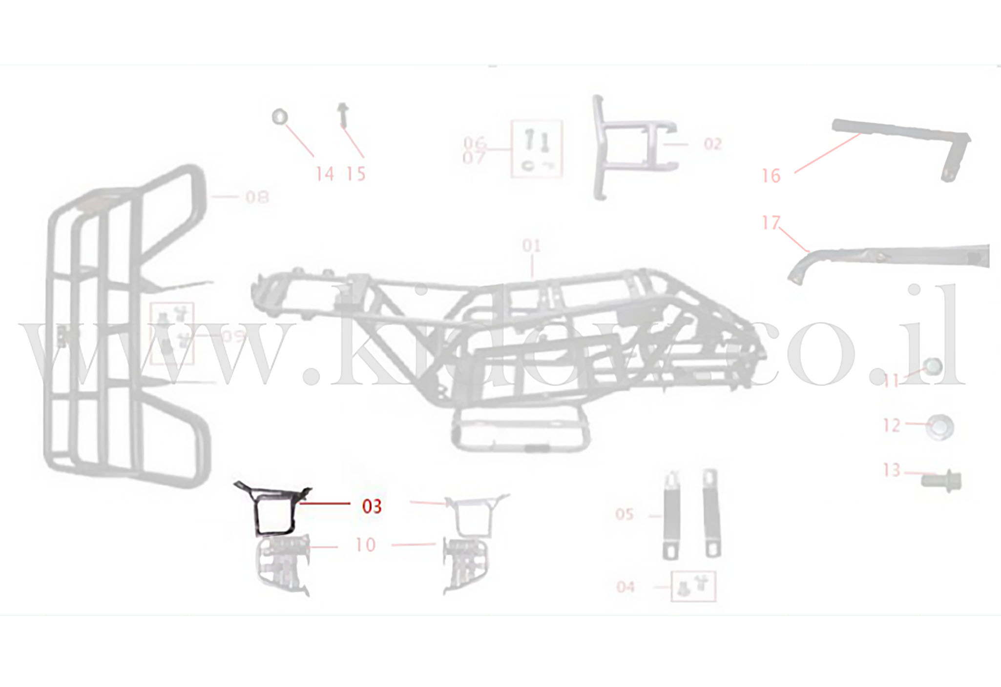 03-שלדה - תושבת מדרס רגל – KIDOW 1500