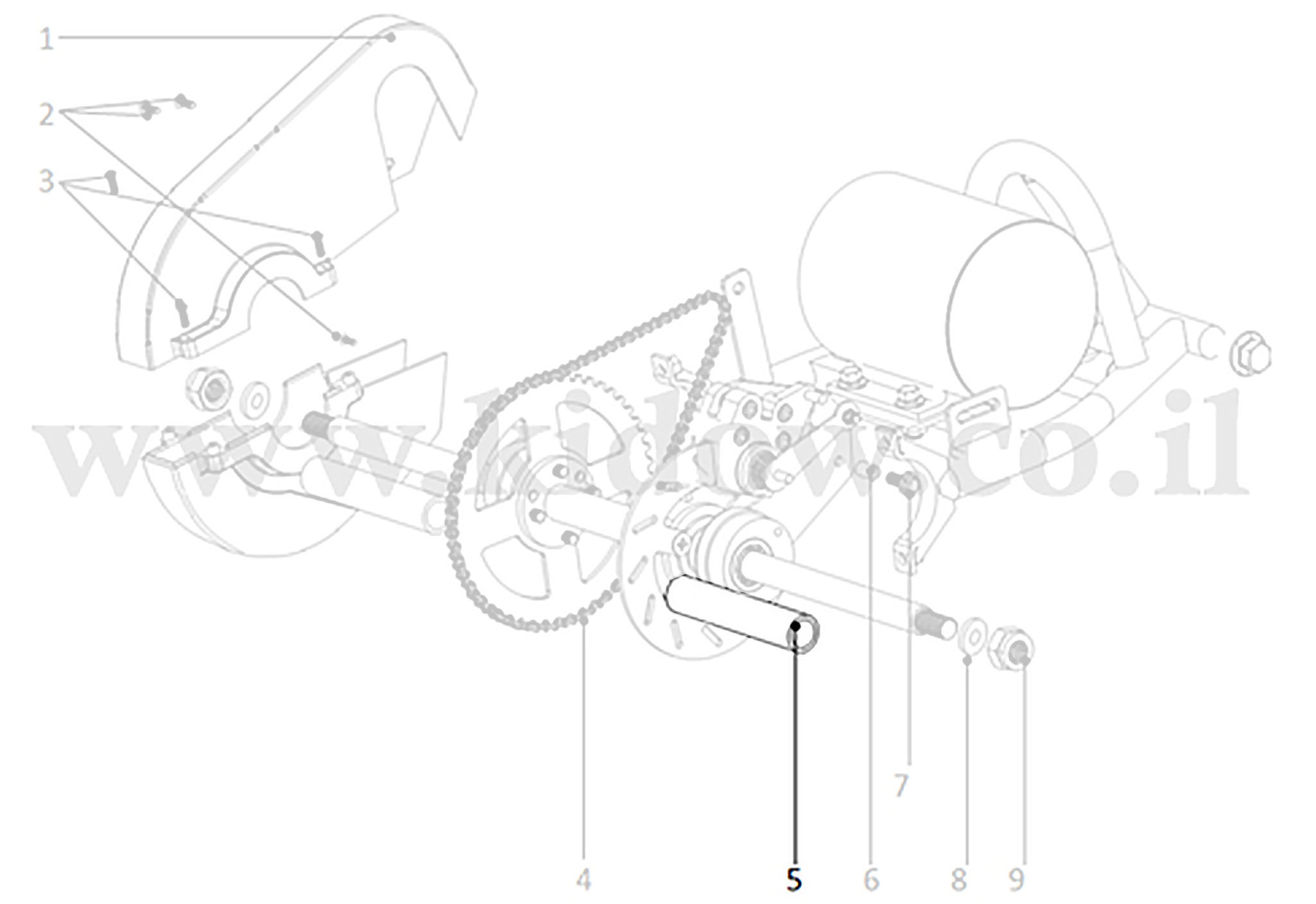 05-ציר אחורי חלק 2 - שרוול אחורי ימני/שמאלי – KIDOW 485