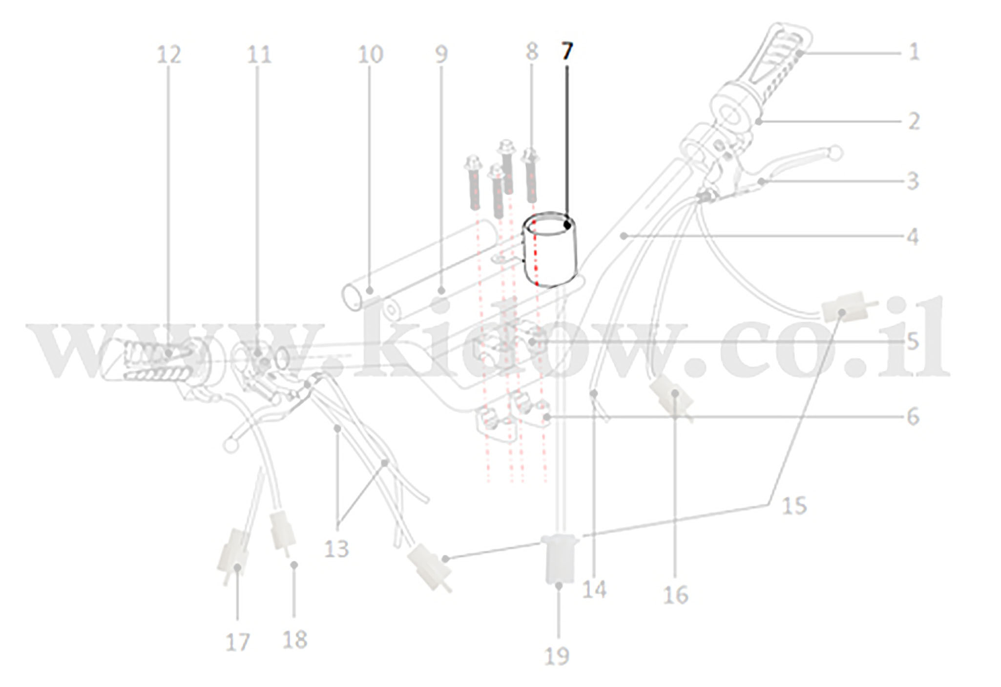 07-מכלול הכידון - מד סוללה – KIDOW 485