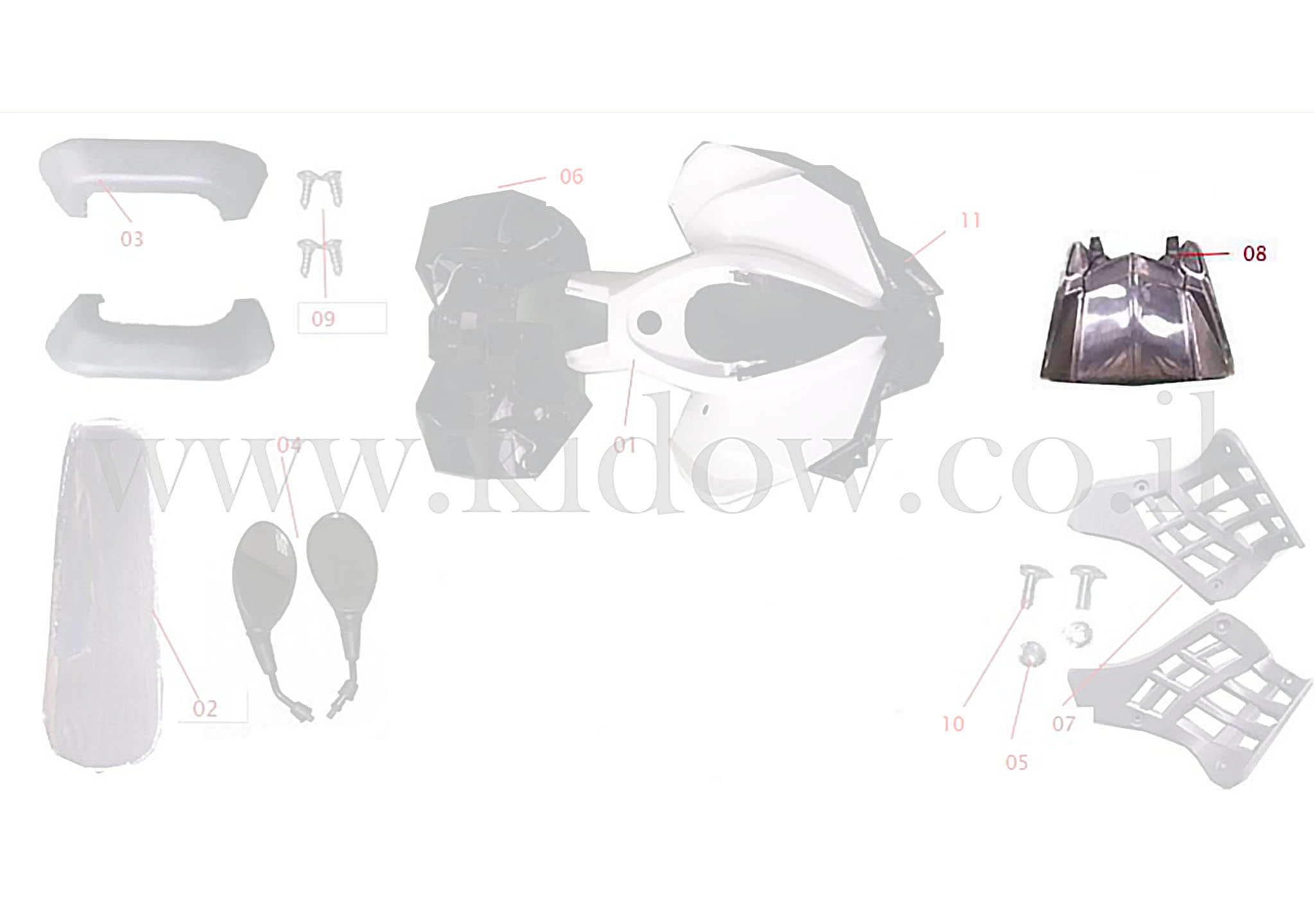 08-פלסטיקה - מכסה מנוע פלסטיק - KIDOW 1500