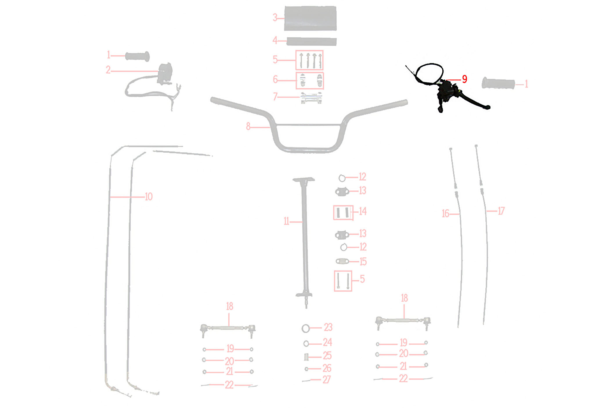 09-מכלול הכידון - ידית בלם – KIDOW 612