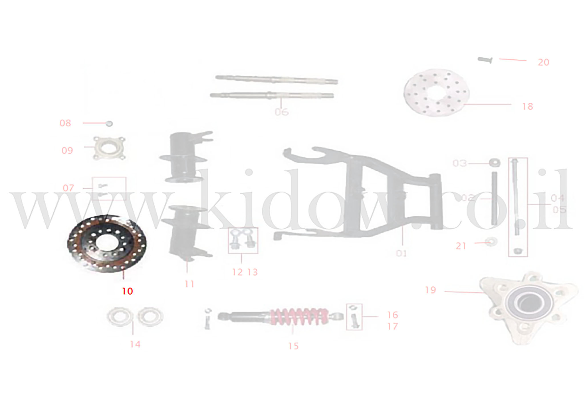 10-זרוע אחורית - דיסק בלם אחורי – KIDOW 1500