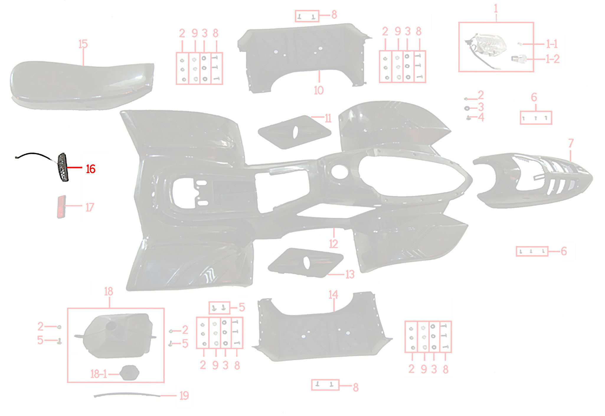 16-פלסטיקה - פנס אחורי – KIDOW 612