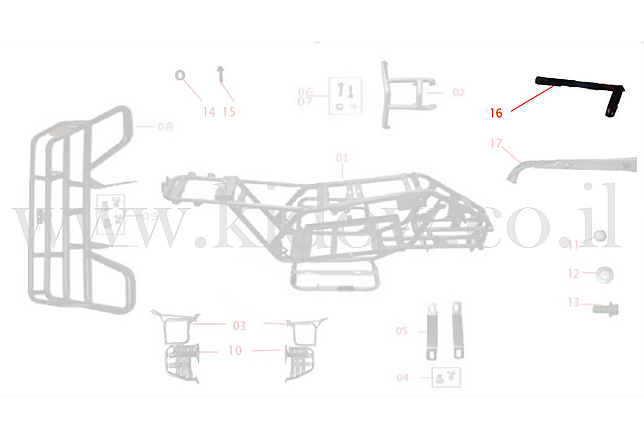 16-שלדה - תושבת חיפוי קדמי – KIDOW 1500