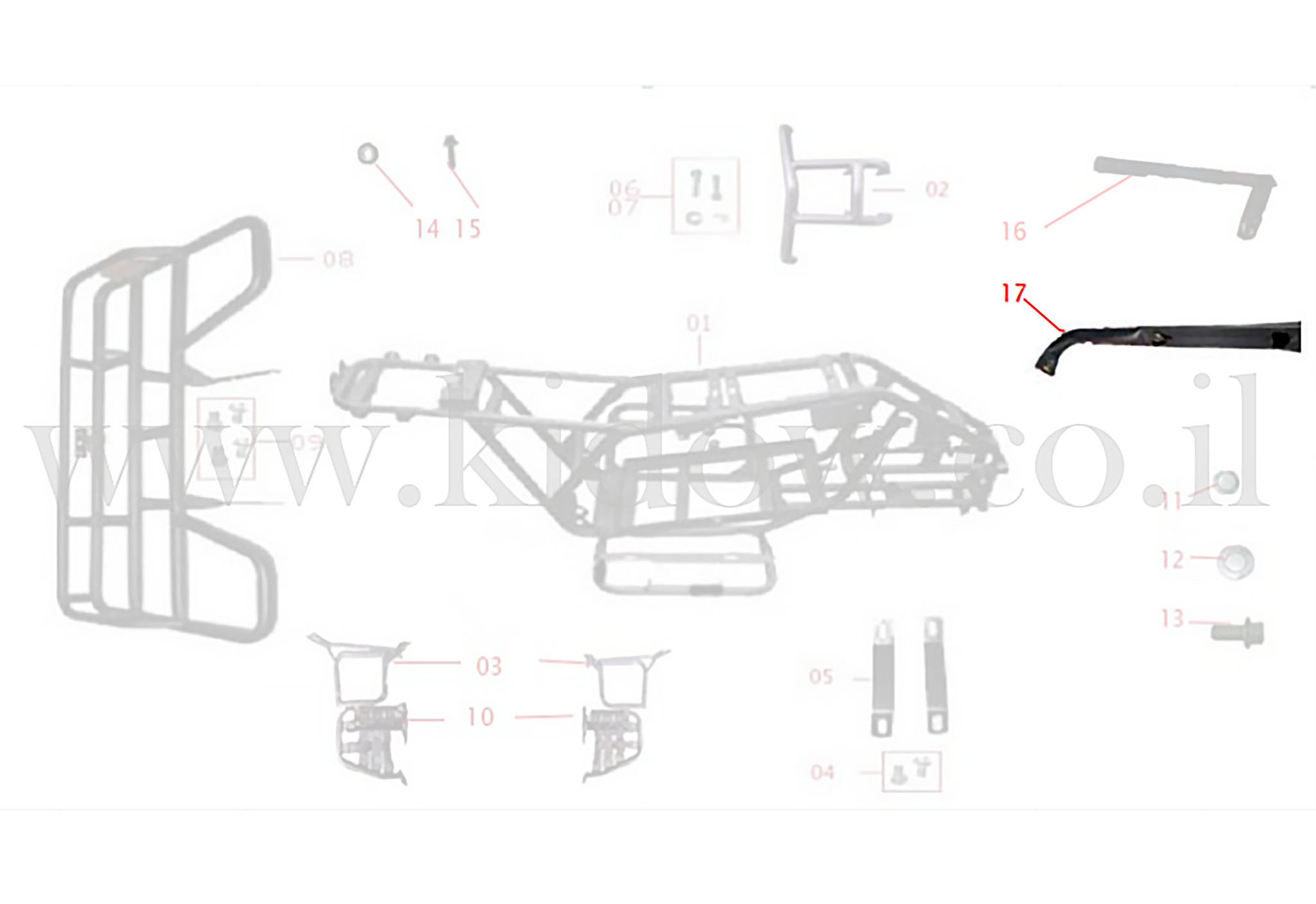 17-שלדה - תושבת פלסטיקה קדמית – KIDOW 1500
