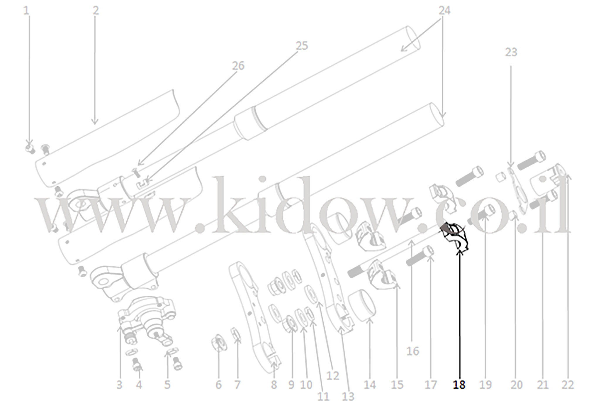 18-מזלג קדמי - מהדק כידון עליון – KIDOW אופנוע חשמלי לילדים