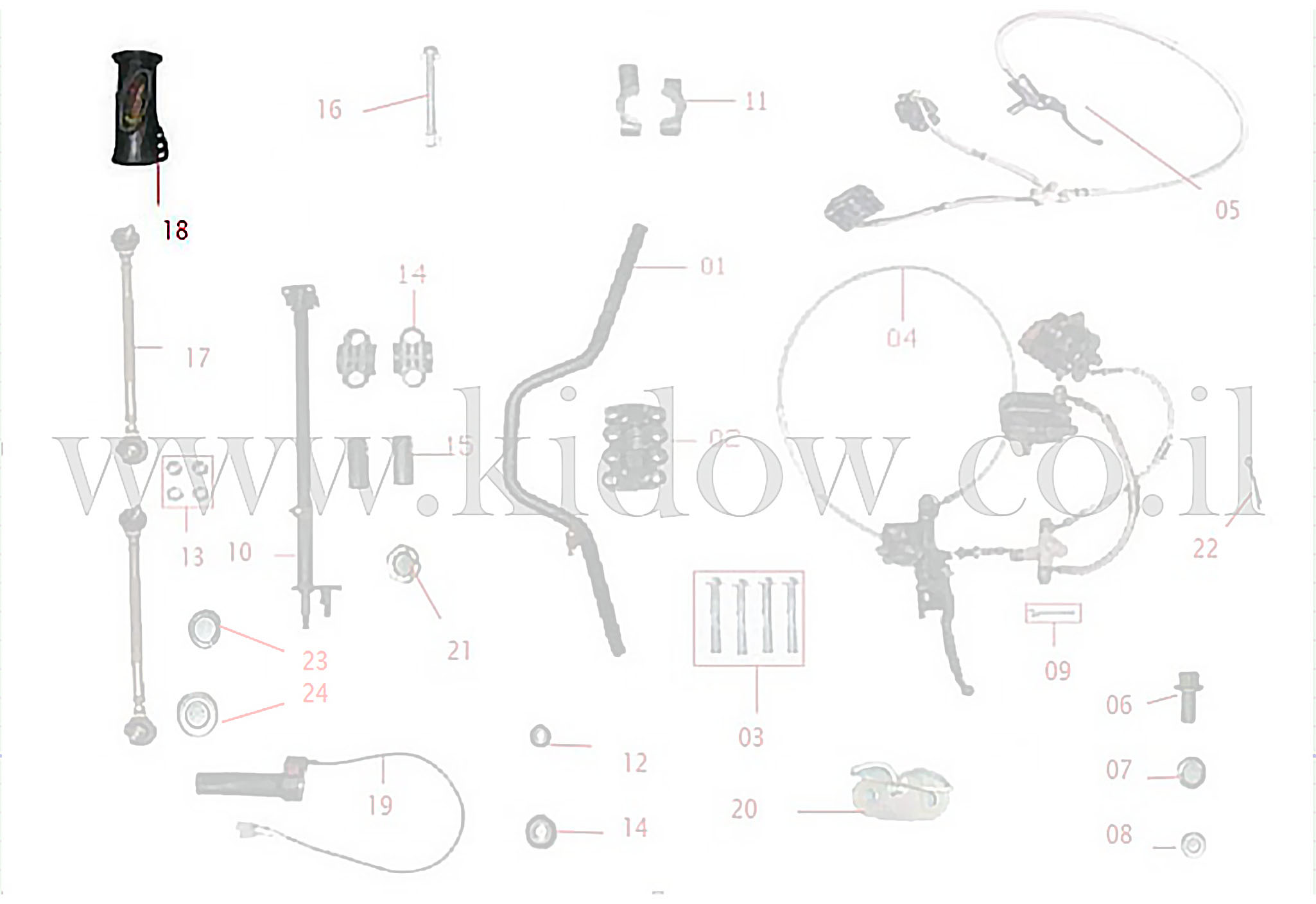 18-מכלול הכידון - ידית אחיזה שמאל – KIDOW 1500