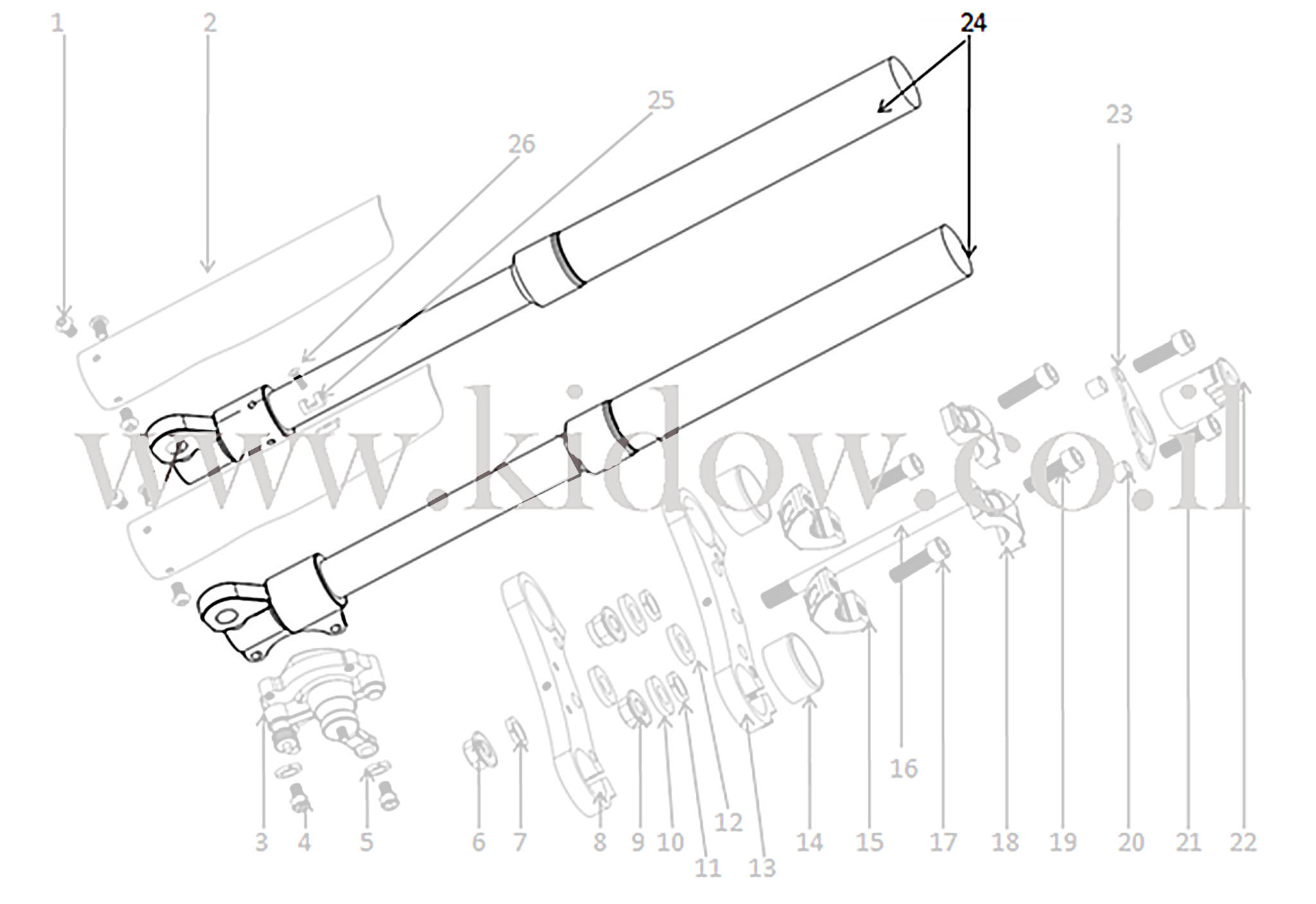 24-מזלג קדמי - בולם זעזועים קדמי – KIDOW אופנוע חשמלי לילדים