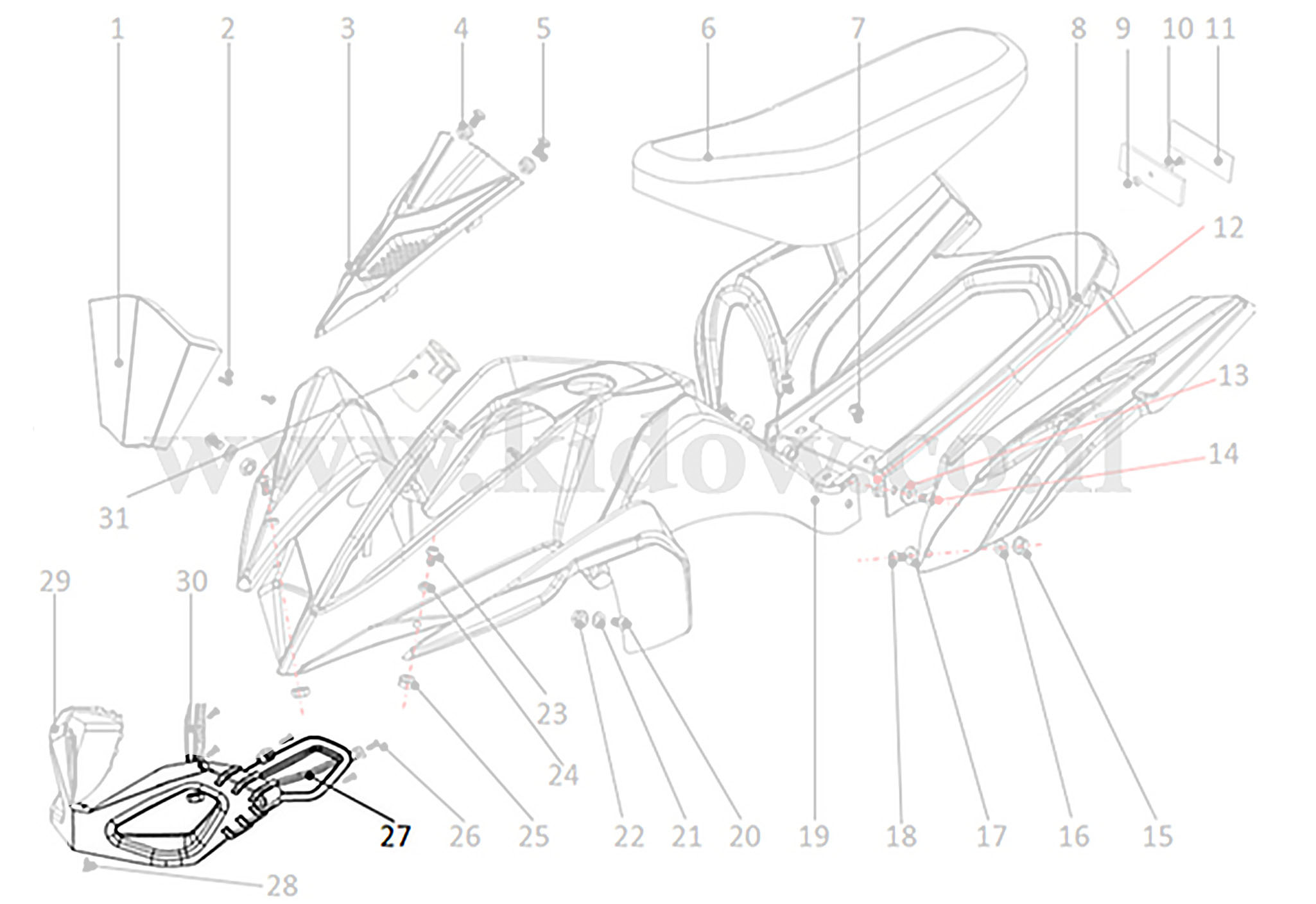 27-פלסטיקה - פנס קדמי – KIDOW 485