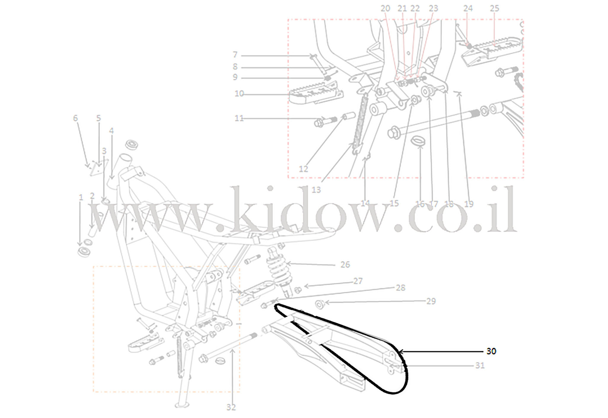 30-שלדה - שרשרת – KIDOW אופנוע חשמלי לילדים