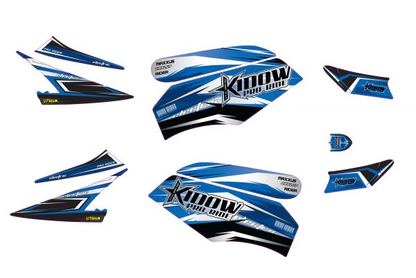 מדבקות בצבע כחול לטרקטורון קידאו מדגם 1800 KIDOW